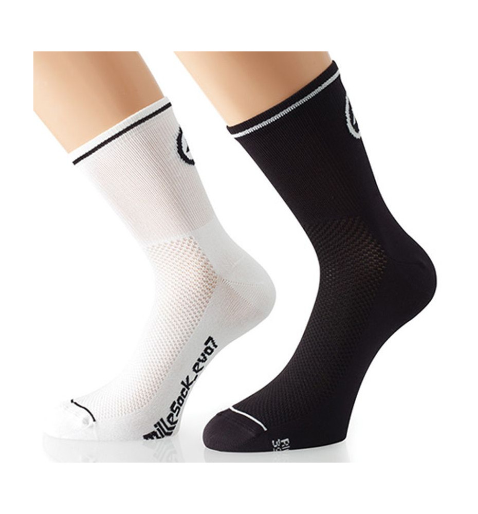 Assos MilleSock_evo7 Blanches 2 paires de chaussettes Assos MilleSock_evo7 Blanches 2 paires de chaussettes